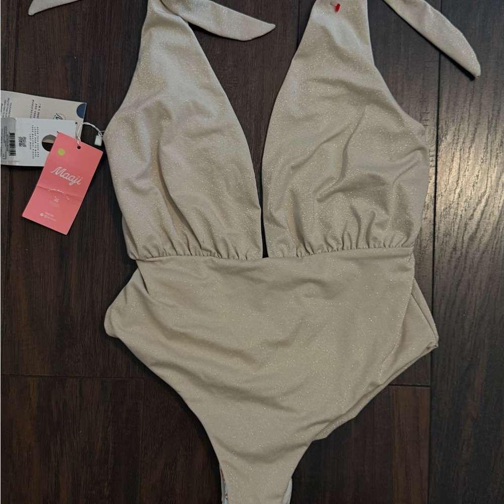 Beige One-Piece Swimsuit